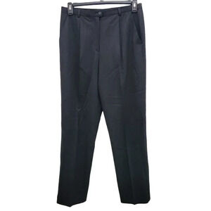 Escada Women's Black Stretch Wool Blend Pleated‎ Front Trousers EU Size 42